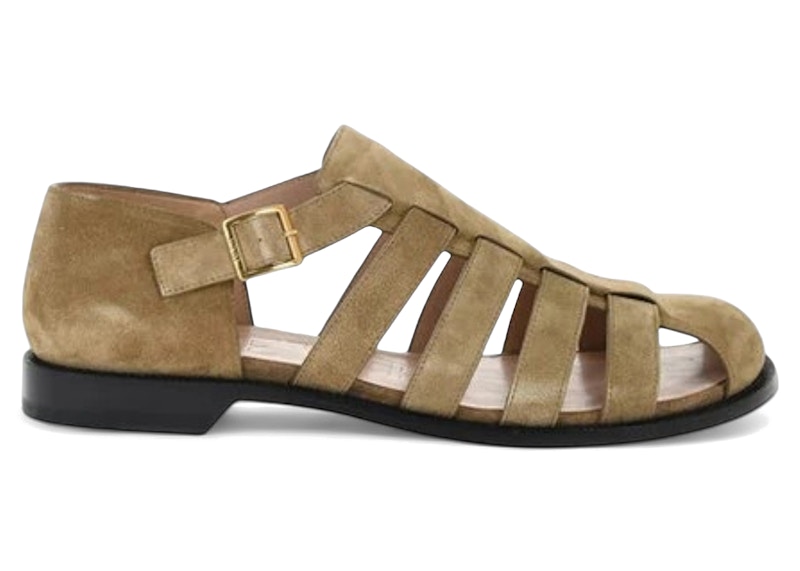 サンダル LOEWE Men Sandals M816V29X12SUE 4160 GREEN Ease Buckle mule in brushed suede Green - LOEWE