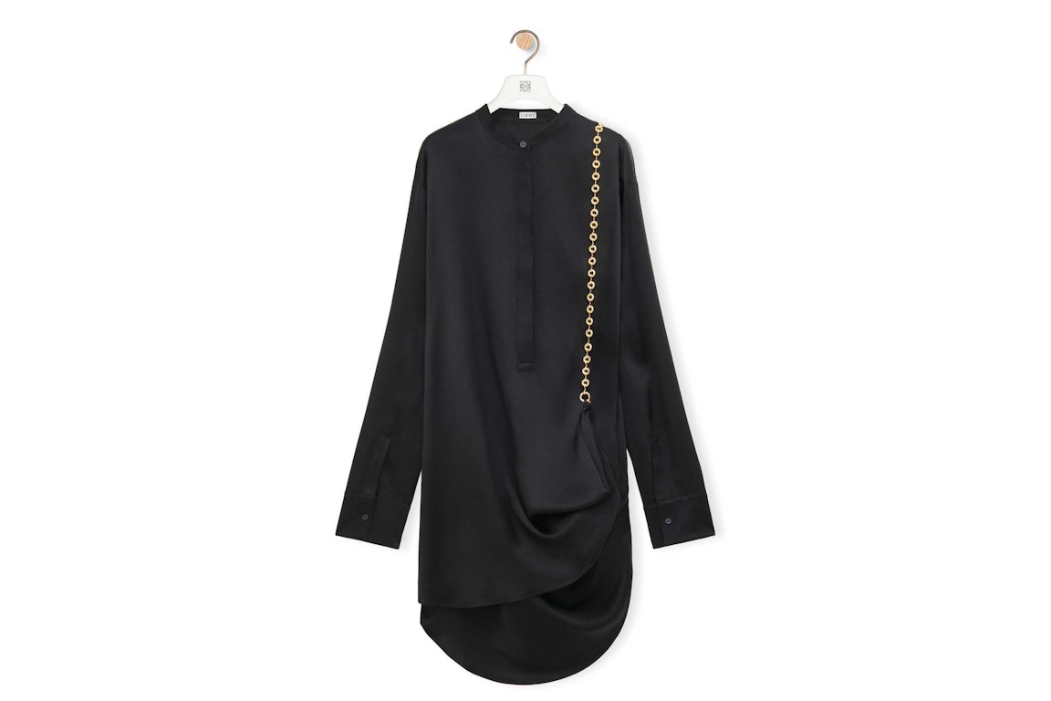 Pre-owned Loewe Chain Shirt Dress In Silk Black