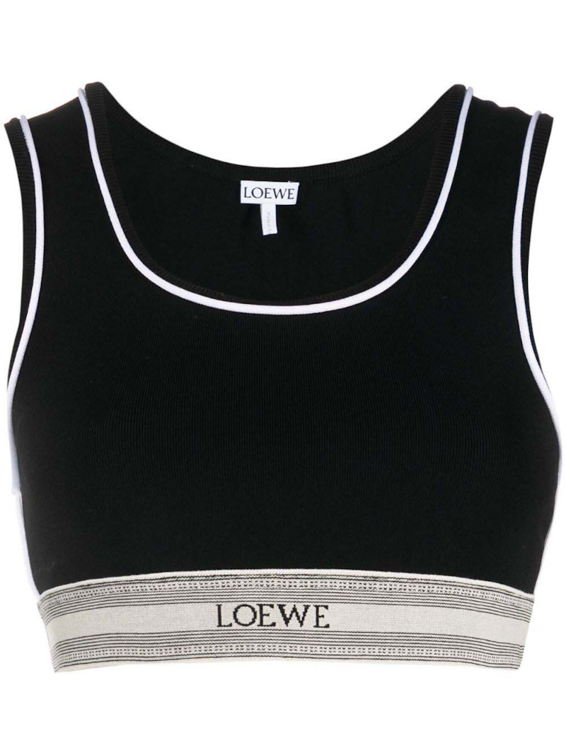 Camiseta de tirantes corta LOEWE en viscosa negro