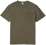 LOEWE Debossed Anagram Cotton T-Shirt Dark Khaki Green