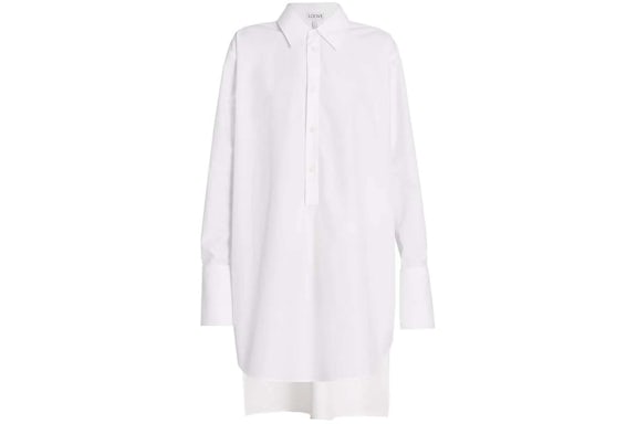 LOEWE Vestido camisero de algodón deconstruido Optic Blanco