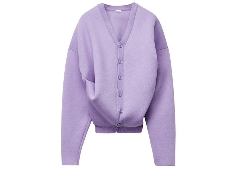 LOEWE Draped Cardigan in Wool Light Lilac Men's - FW23 - US