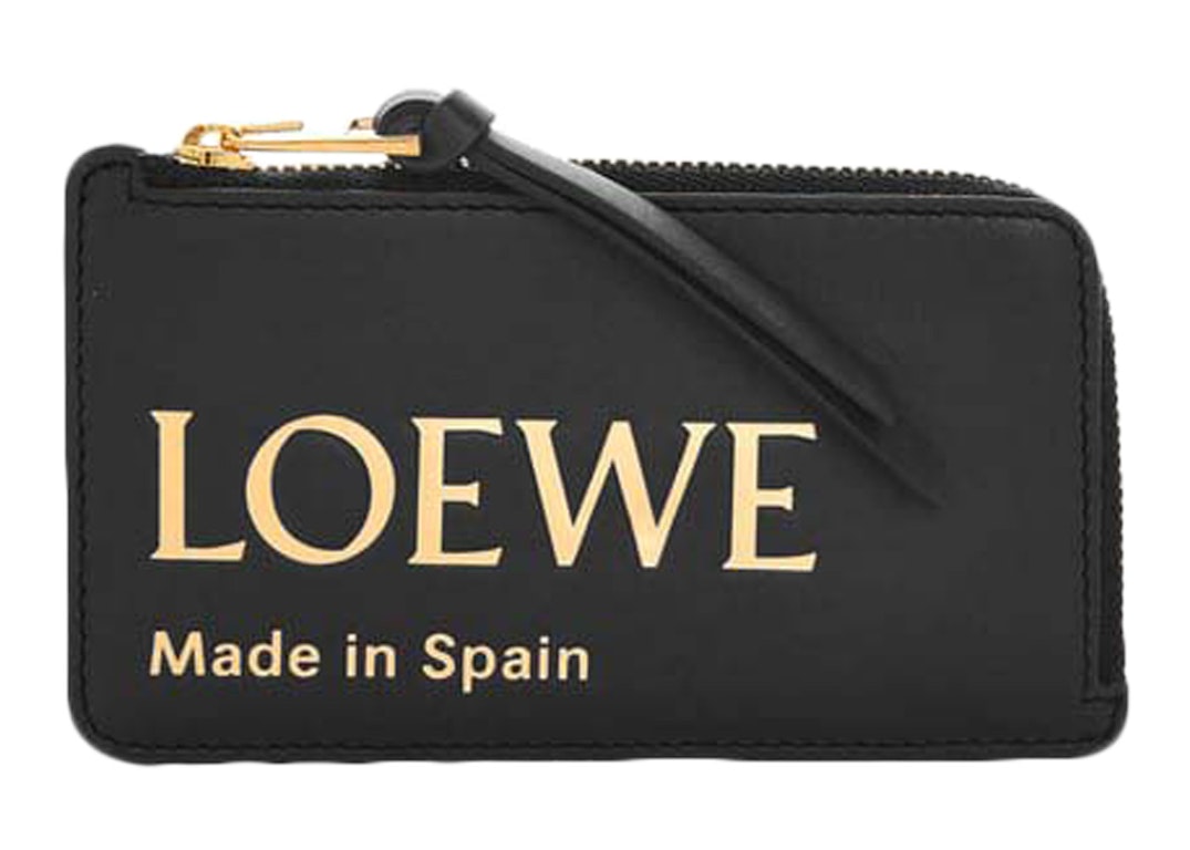 Pre-owned Loewe Embossed  Coin Cardholder In Shiny Nappa Calfskin Black