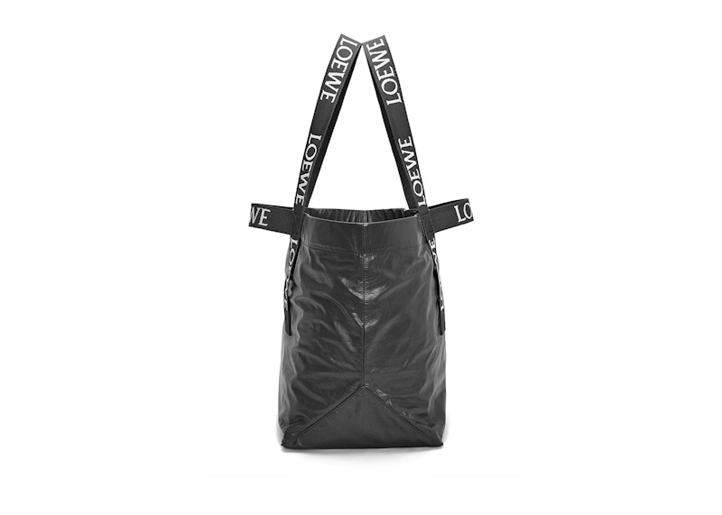 Loewe Fold Shopper In Paper Calfskin Black