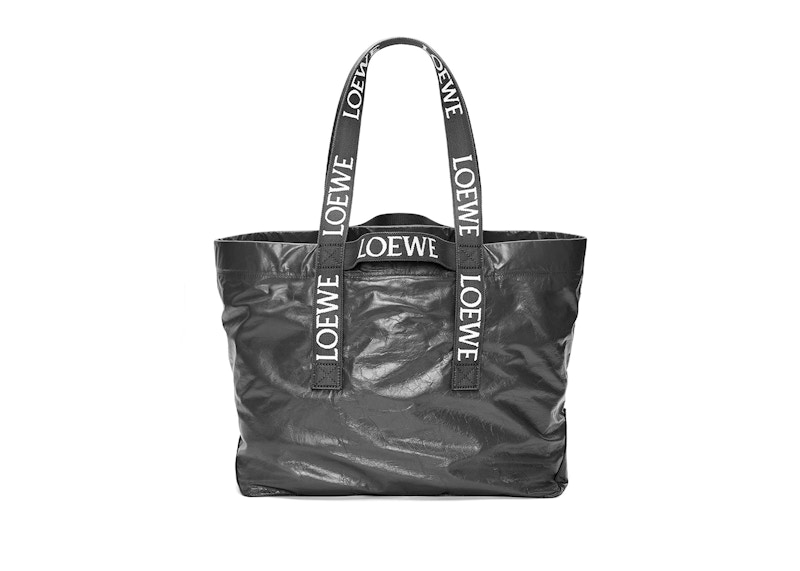 Loewe Fold Shopper In Paper Calfskin Black