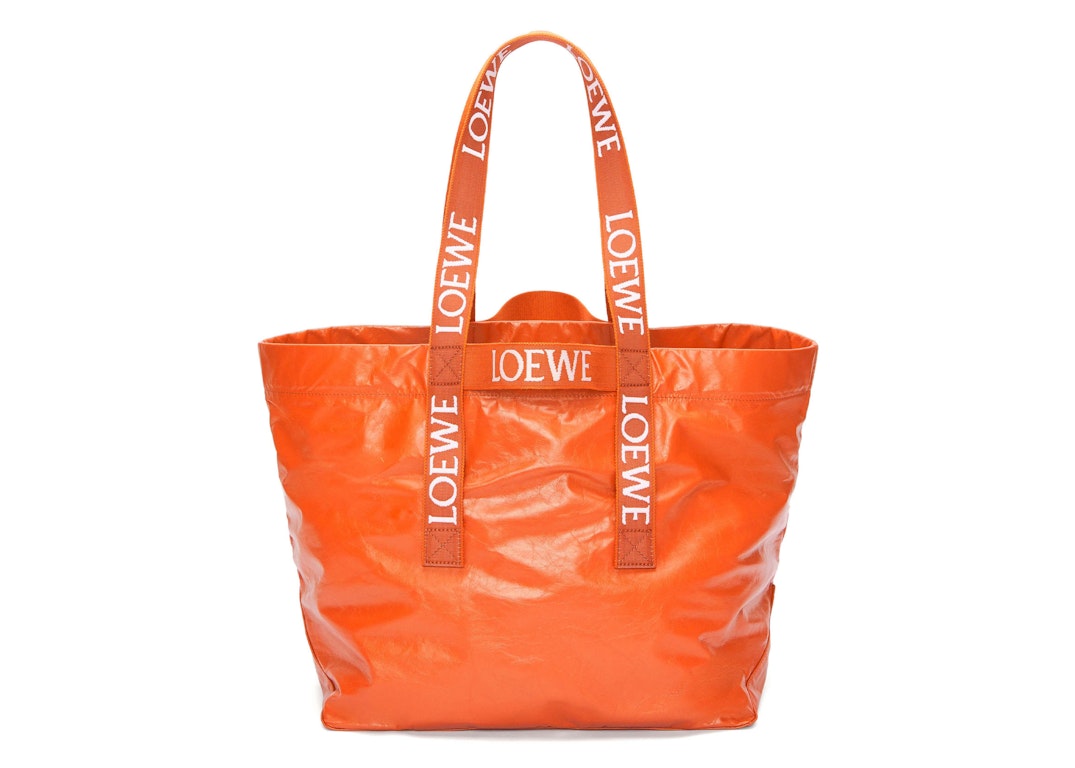 Pre-owned Loewe Fold Shopper In Paper Calfskin Orange