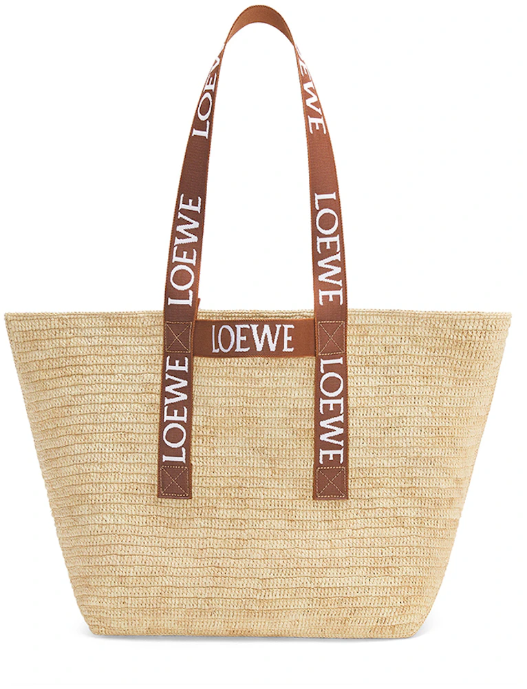 Loewe Fold Raffia Shopper Tote Bag Natural/Tan