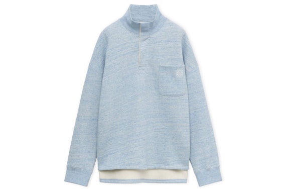 LOEWE Sudadera de cuello alto en algodón azul melange
