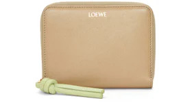 LOEWE Knot Compact Zip Wallet in Shiny Nappa Calfskin Clay Green/Lime Green