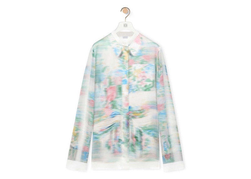 Pre-owned Loewe Women's  Logo Shirt In Viscose And Silk In White