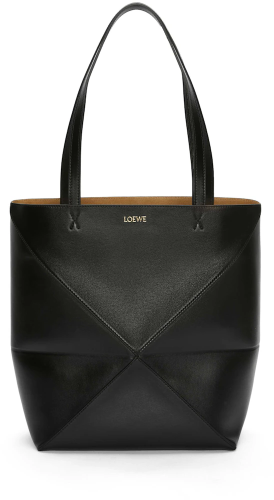 Loewe Puzzle Fold Xxl Leather Tote Bag in Black