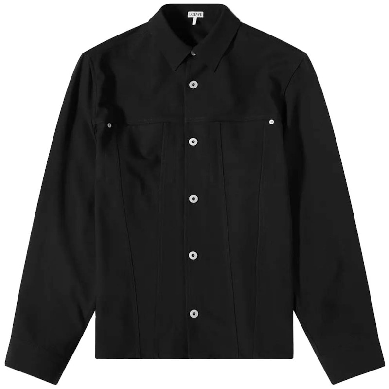 超人気高品質 Button Metal LOEWE Wool US - Men's Black Shirt Over トップス