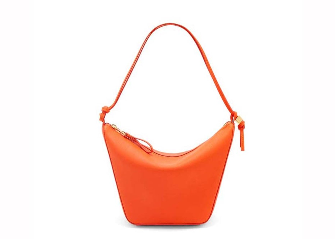 Pre-owned Loewe Mini Hammock Hobo Bag In Classic Calfskin Vivid Orange