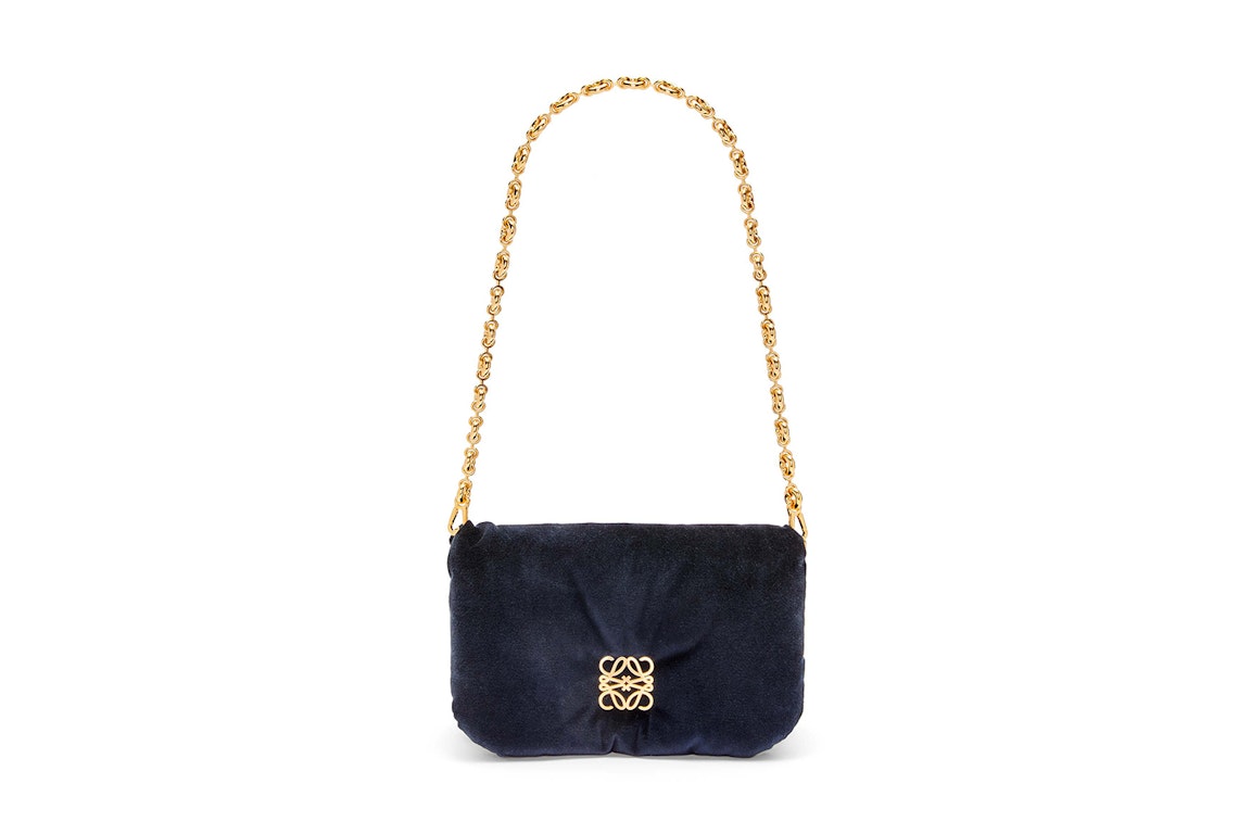 Pre-owned Loewe Mini Puffer Goya Bag In Velvet Dark Blue