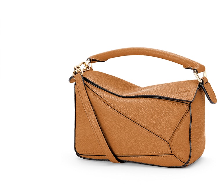 LOEWE Mini Puzzle Bag Grained Calfskin Light Caramel in Soft Grained Calf with Gold-tone - US