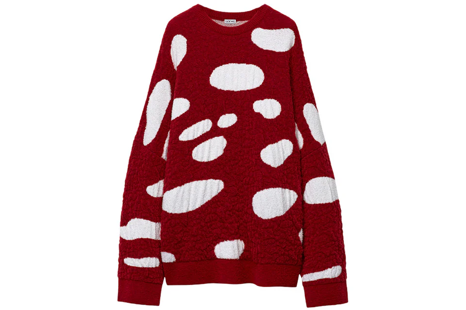 LOEWE Mushroom Sweater in Technical Wool Red/White Men's - FW23 - US