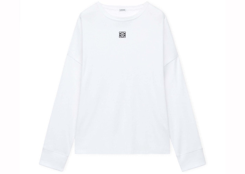 LOEWE Oversized Fit Long Sleeve T-Shirt in Cotton White