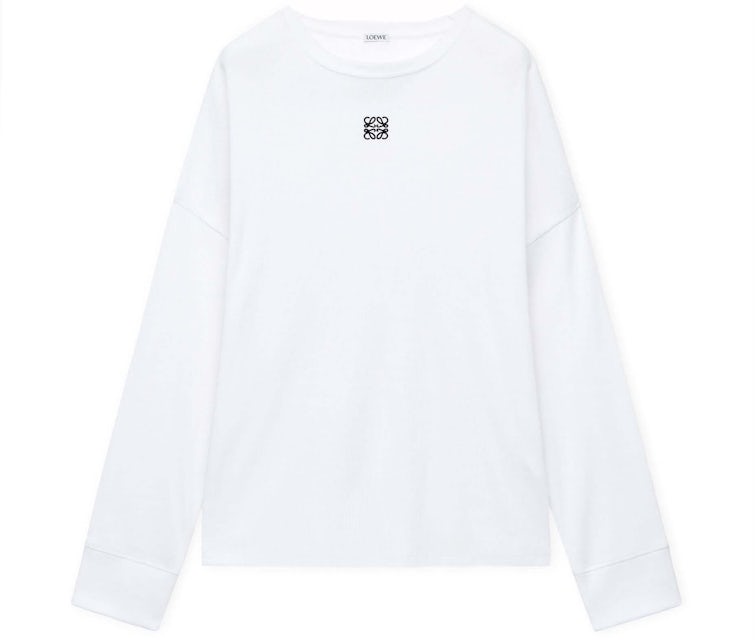 LOEWE Oversized Fit Long Sleeve T-Shirt in Cotton White Men's - SS24 - US