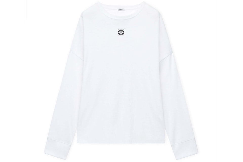 LOEWE Oversized Fit Long Sleeve T-Shirt in Cotton White Men's - SS24 - US