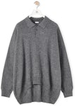 LOEWE Polo Collar Relaxed Fit Wool Sweater Grey