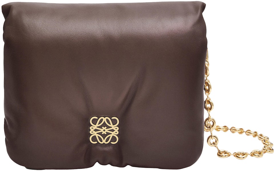 LOEWE Puffer Goya Shoulder Bag Dark Chocolate in Shiny Nappa Lambskin  Leather with Gold-tone - US