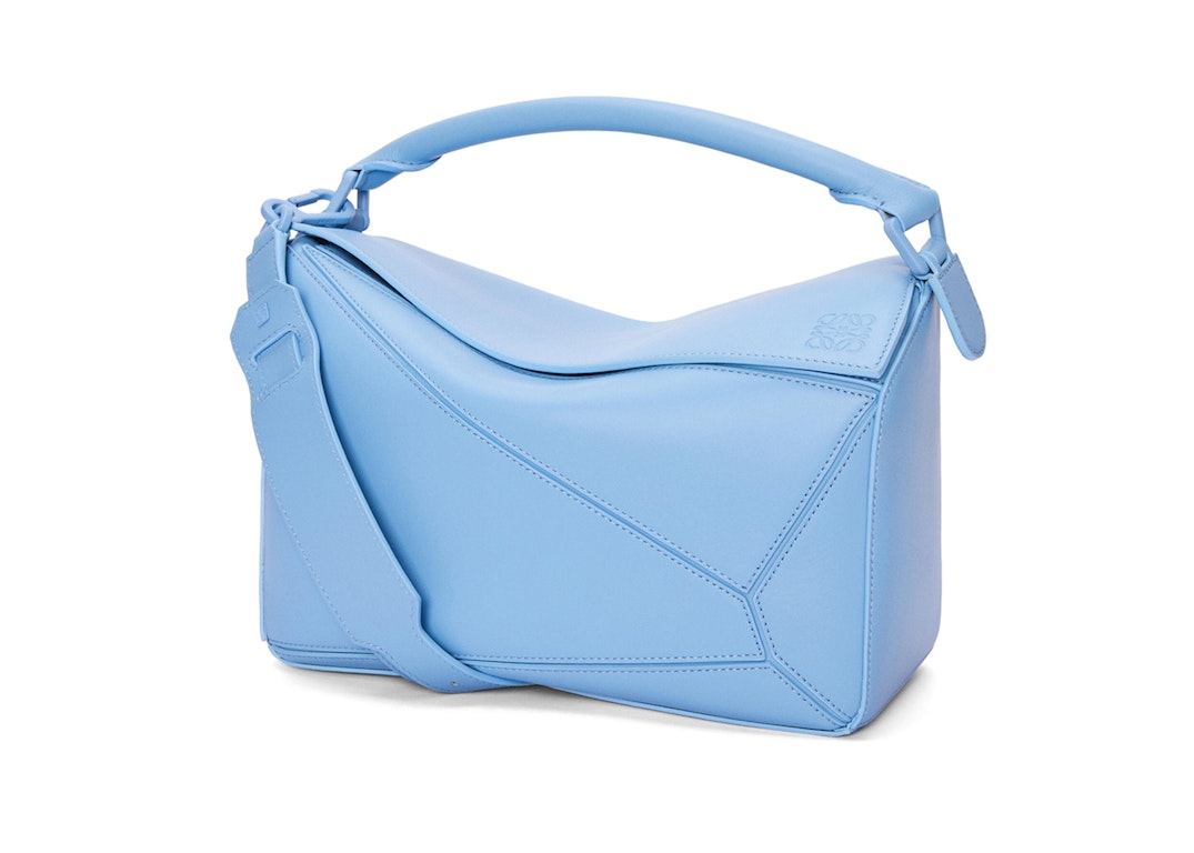 Pre-owned Loewe Puzzle Bag In Satin Calfskin Olympic Blue