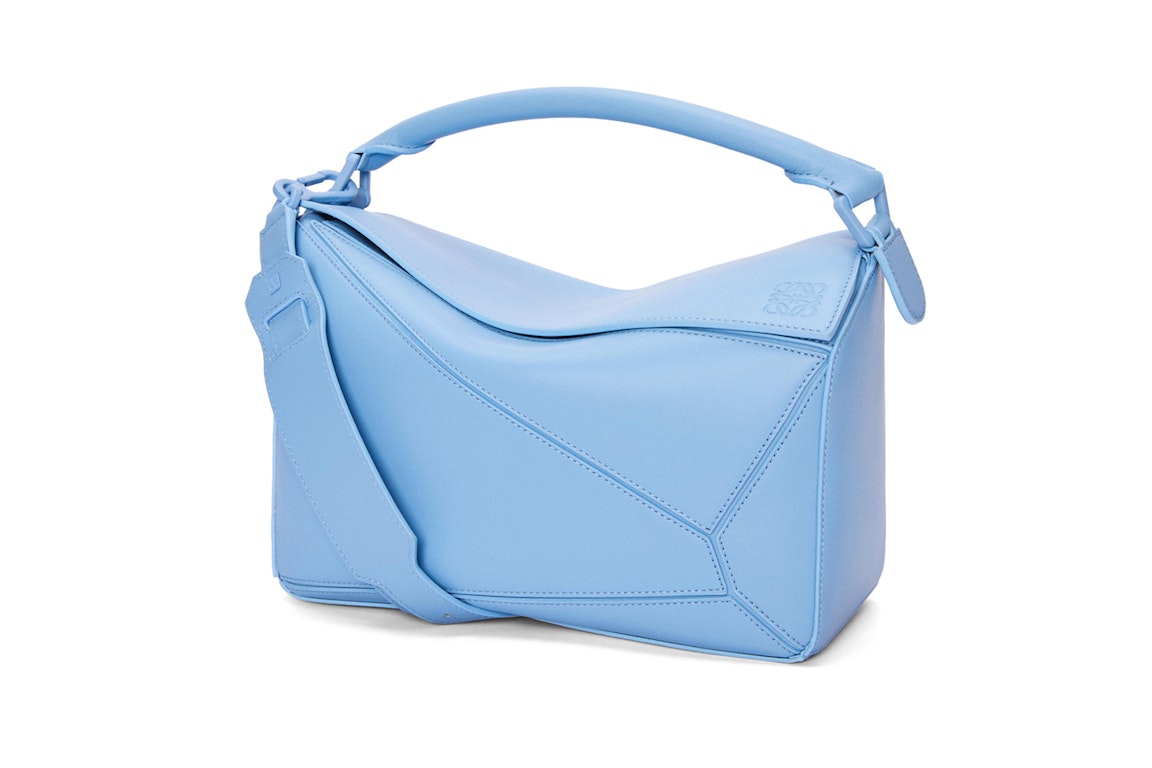 Pre-owned Loewe Puzzle Bag In Satin Calfskin Olympic Blue