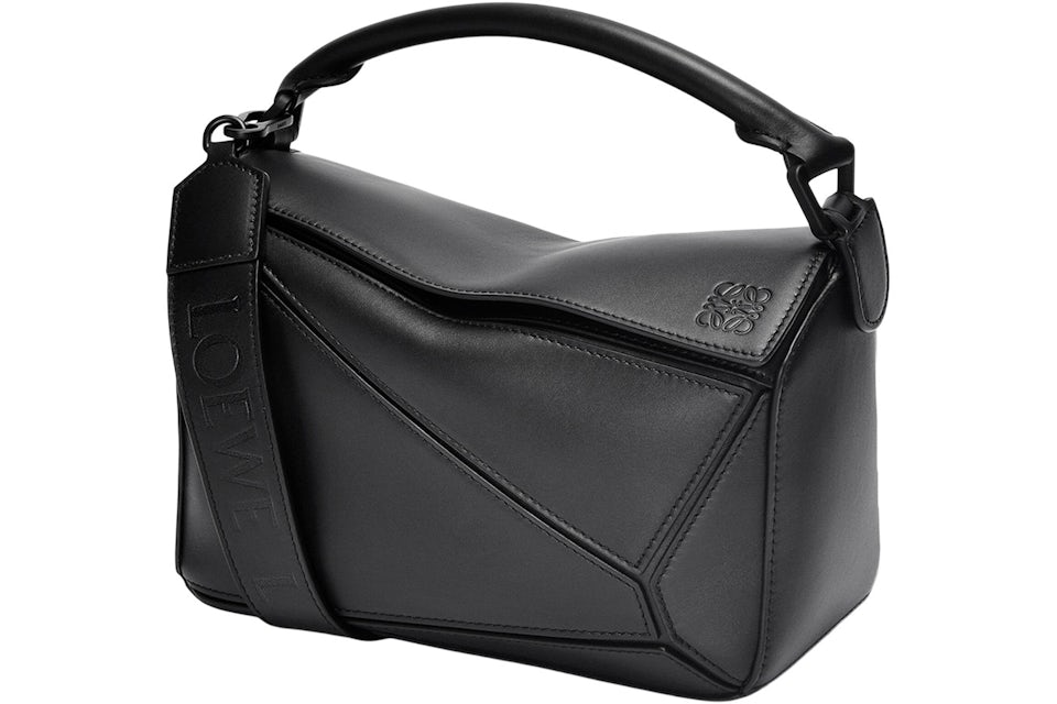 LOEWE Puzzle Bag in Satin Calfskin Small Black in Calfskin Leather with  Gold-tone - US