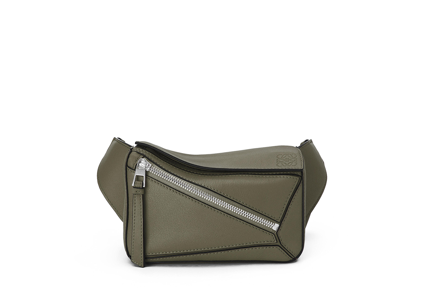 LOEWE Puzzle Bumbag In Classic Calfskin Mini Khaki Green in