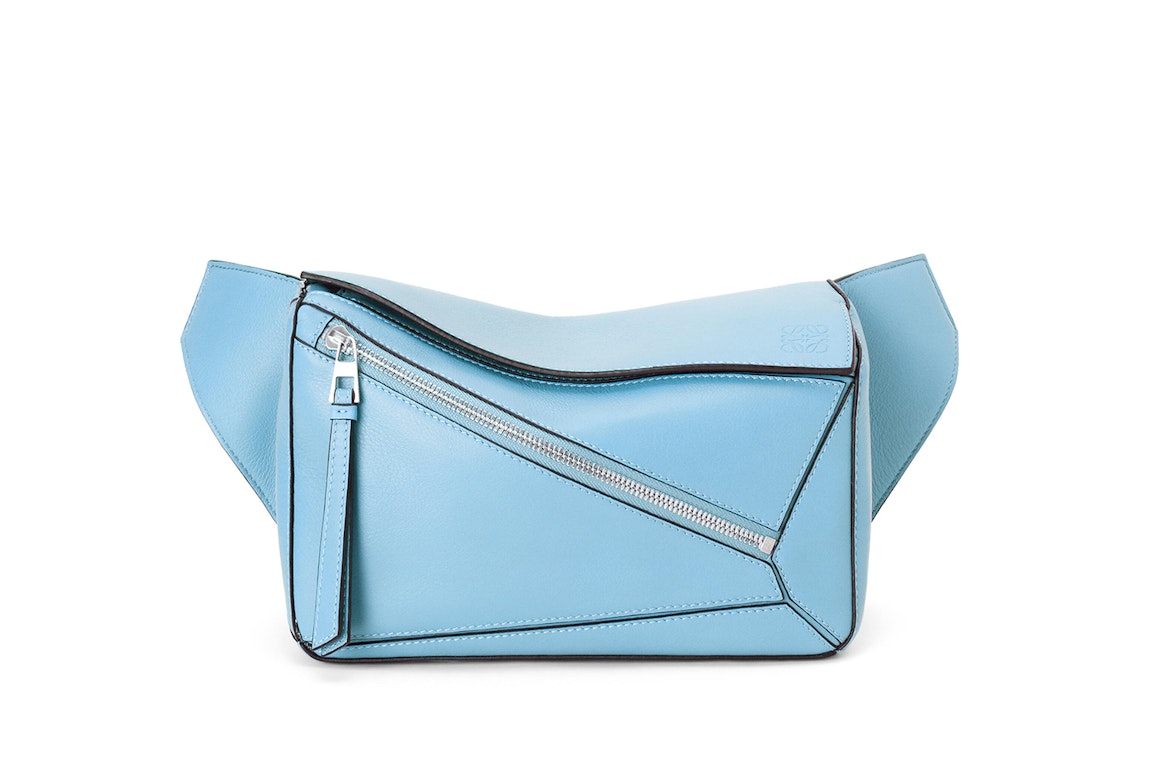 Pre-owned Loewe Puzzle Bumbag In Classic Calfskin Small Olympic Blue