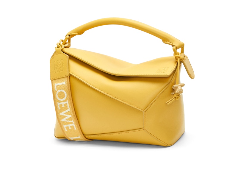 LOEWE Puzzle Edge Bag In Satin Calfskin Small Pale Yellow Glaze in