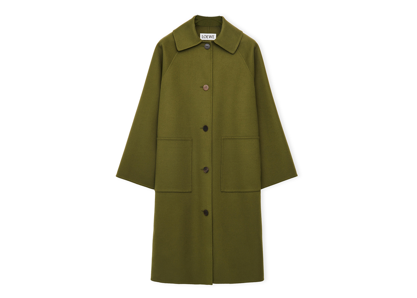 LOEWE Raglan Wool And Cashmere Coat Olive Green - SS23 - US