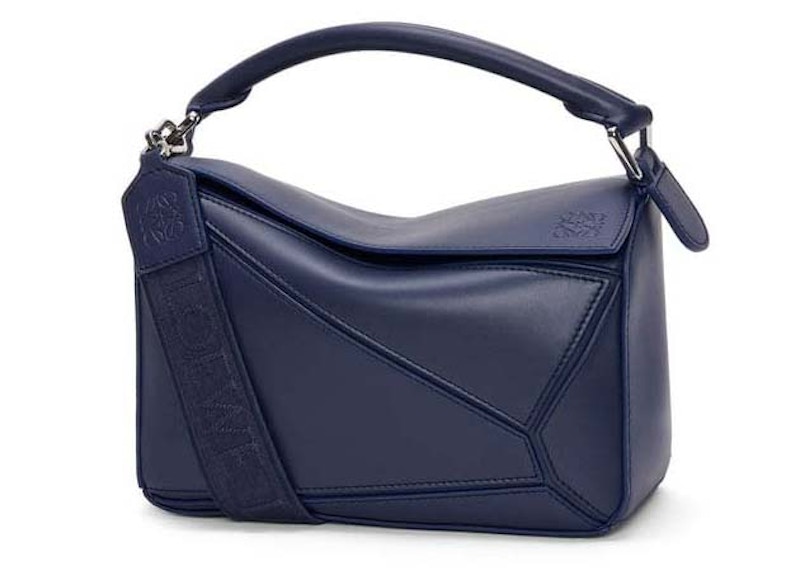 【LOEWE】Puzzle Fold Mini Bag - Abyss Blue Mini Puzzle Fold tote in shiny calfskin Blue - LOEWE