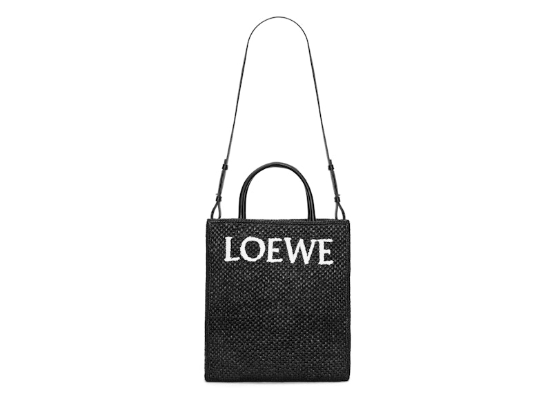 LOEWE Standard A4 Tote Bag In Raffia Black/White in Raffia with