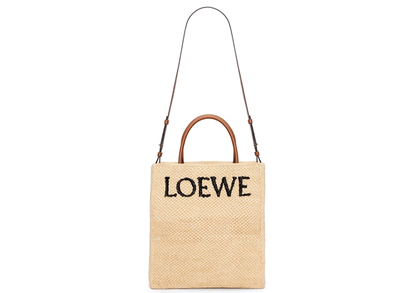 LOEWE Standard A4 Tote Bag In Raffia Natural/Black