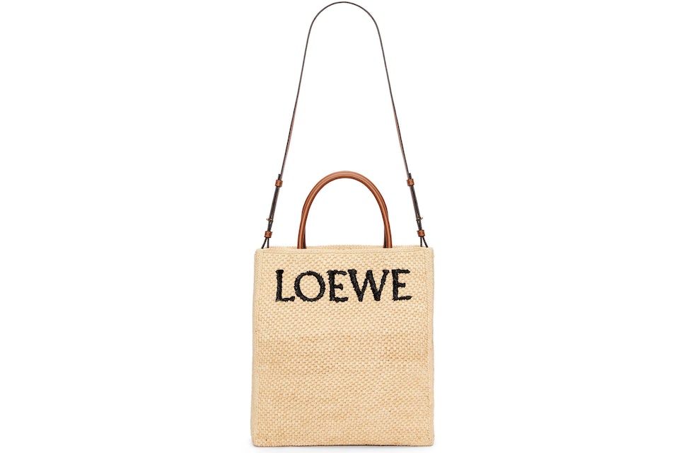 LOEWE Standard A4 Tote Bag In Raffia Natural/Black