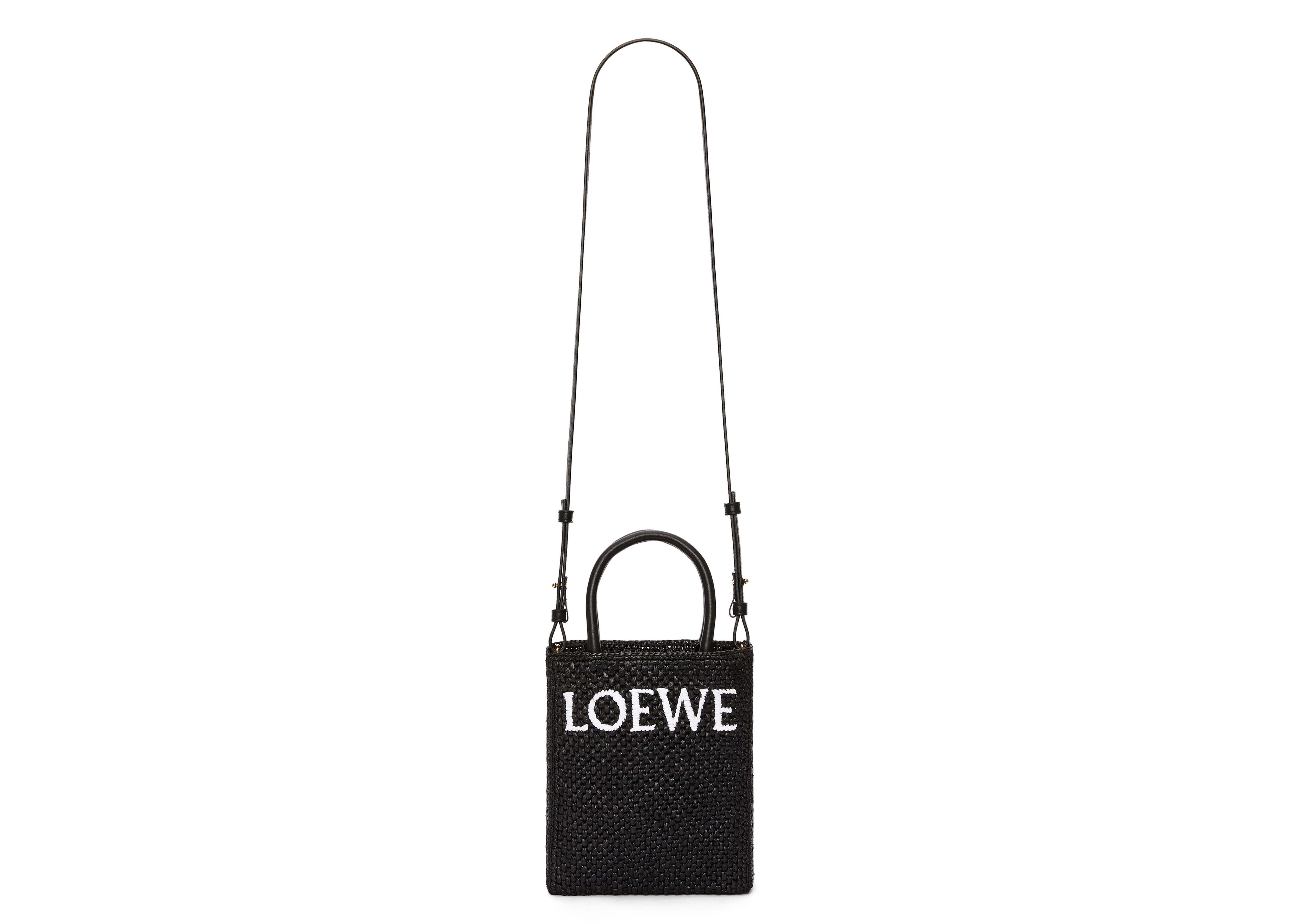 LOEWE Standard A5 Tote Bag In Raffia Black/White in Raffia with