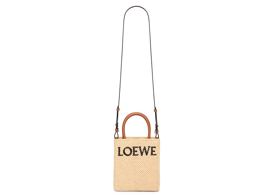 Pre-owned Loewe Standard A5 Tote Bag In Raffia Natural/black