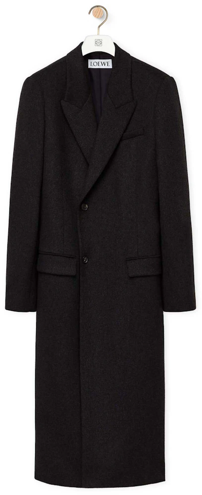 LOEWE Tailored Coat in Wool and Cashmere Grey Melange Men's - FW23 - US