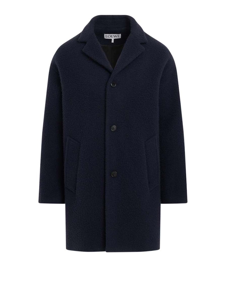 LOEWE Textured Wool Coat Navy Blue - SS23 Men's - US