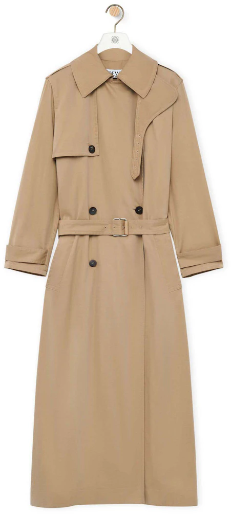 LOEWE Trench Coat in Cotton and Silk Beige - US