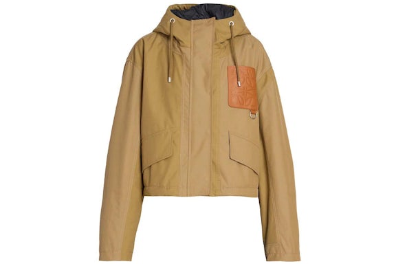 LOEWE Damen Kurzer Baumwoll-Parka mit Kapuze Beige/Kastanie