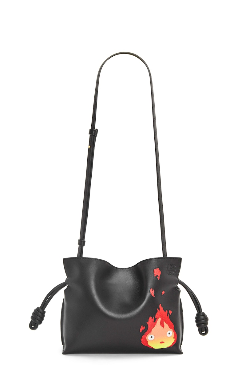 Pre-owned Loewe Women's X Howls Calcifer Mini Flamenco Clutch In Nappa Calfskin In Black