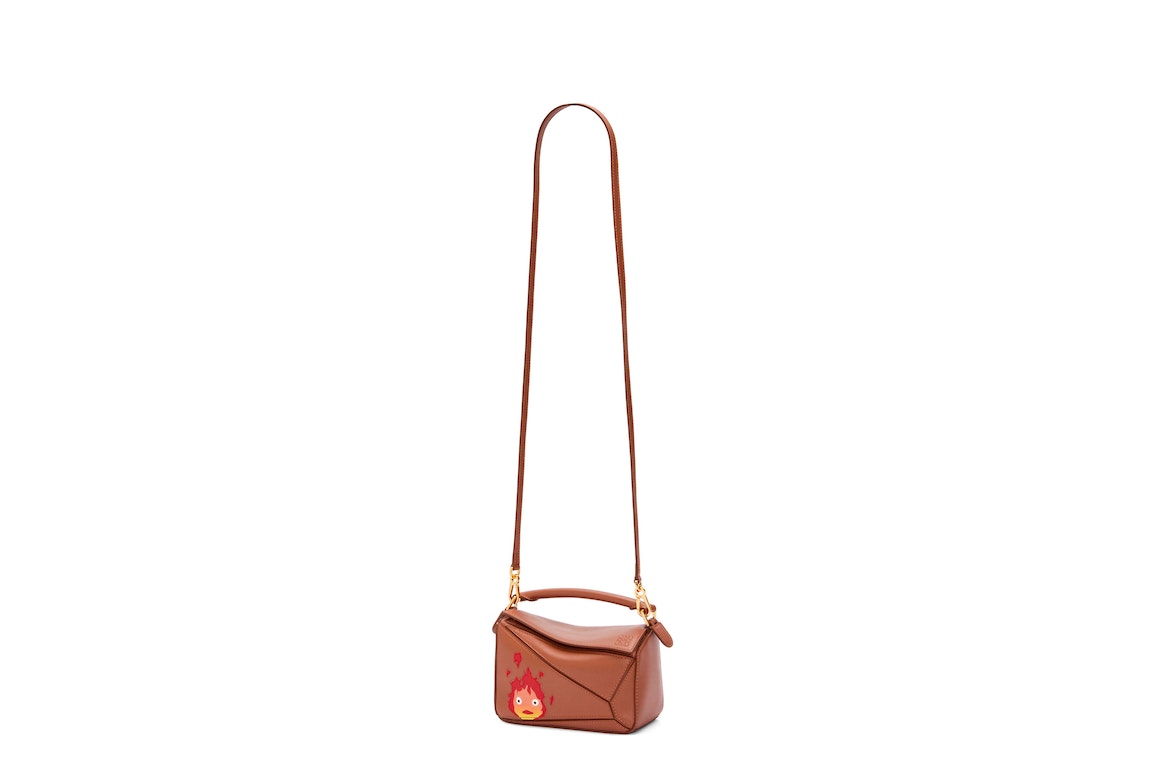 Pre-owned Loewe X Howls Calcifer Mini Puzzle Bag In Satin Calfskin Rust