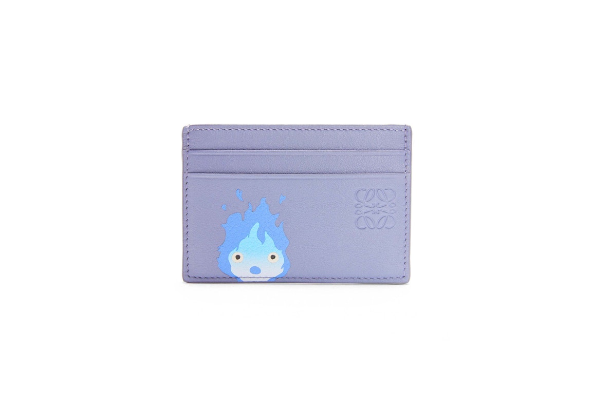 Pre-owned Loewe X Howls Calcifer Plain Cardholder In Classic Calfskin Blueberry