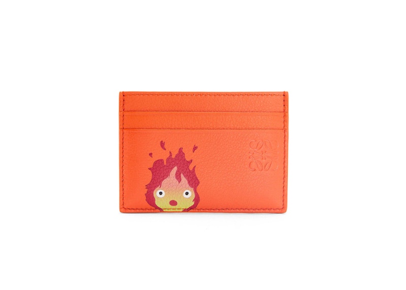 LOEWE x Howls Calcifer Plain Cardholder In Classic Calfskin Orange