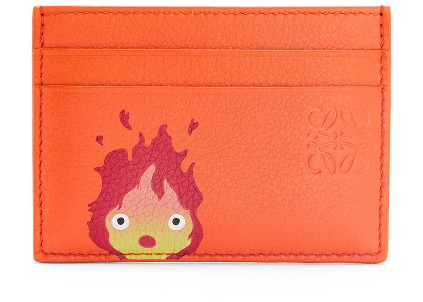 LOEWE x Howls Calcifer Plain Cardholder In Classic Calfskin Orange in ...