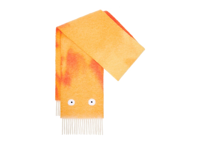 Pre-owned Loewe Women's X Howls Calcifer Scarf In Mohair And Wool Blend In Orange/red In Multi
