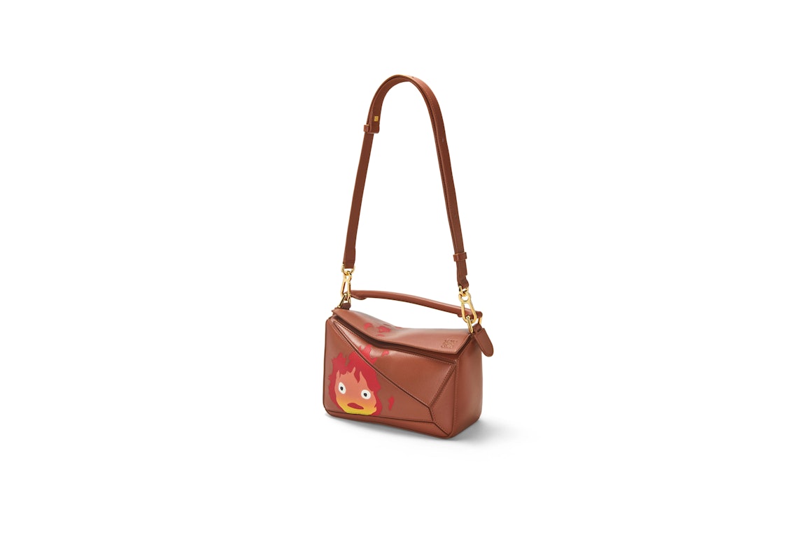 Pre-owned Loewe X Howls Calcifer Small Puzzle Bag In Satin Calfskin Rust