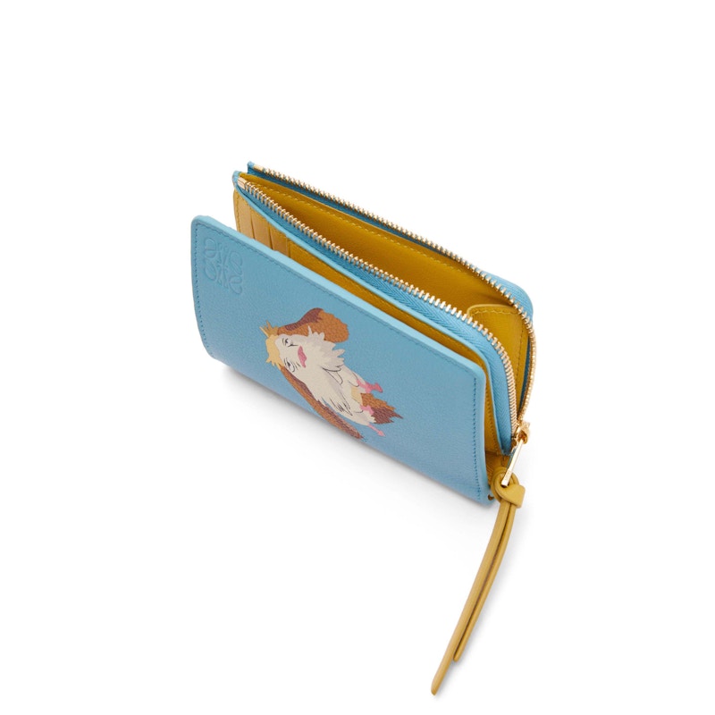 LOEWE x Howls Heen Slim Zip Bifold In Classic Calfskin Light Blue in ...